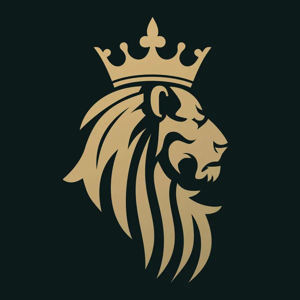 Un lion d'or avec une couronne — Image vectorielle