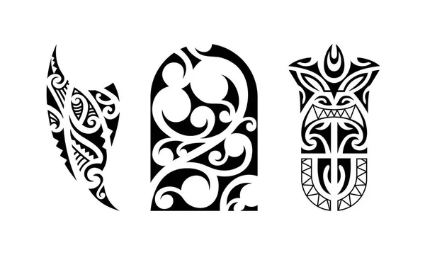 组的玻利尼西亚人的纹身 — 图库矢量图片