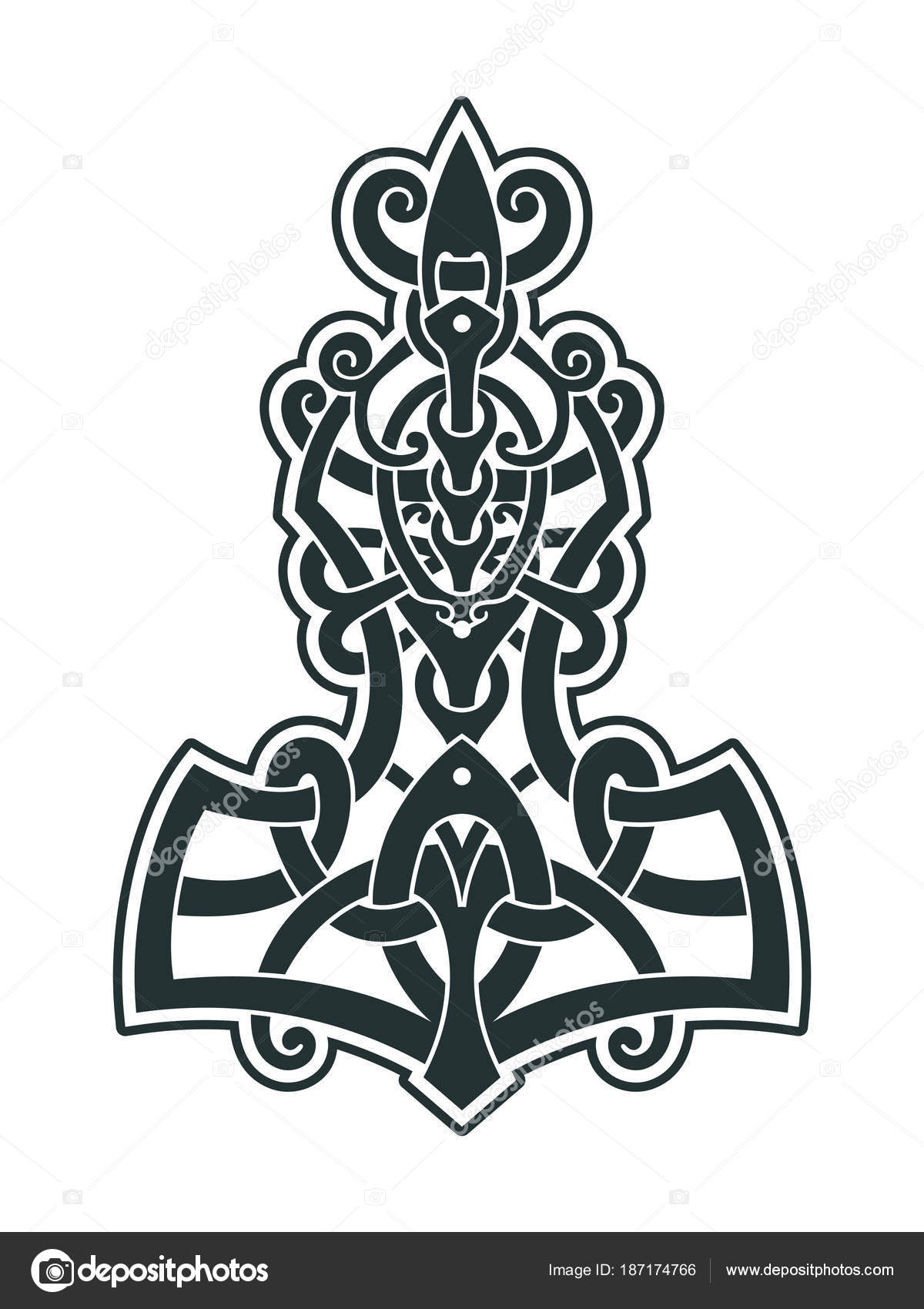 Mjollnir Thor's is an amulet of Vikings Vector by ©misima 187174766