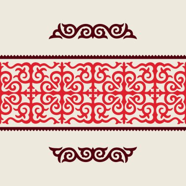 Geleneksel süsleme dekorasyon giysi ve yurts için Orta Asya. Göçebe süsleme