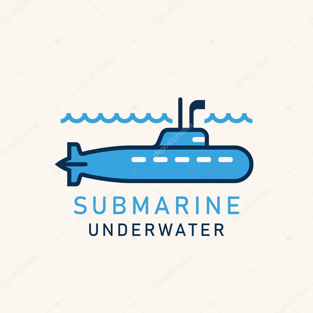Flat illustration of a submarine with a periscope