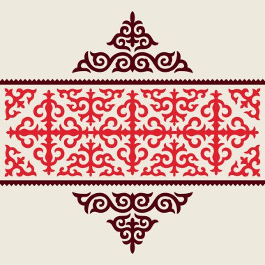 Traditional ornament of middle Asia for decoration of clothes and yurts. Nomadic ornament clipart