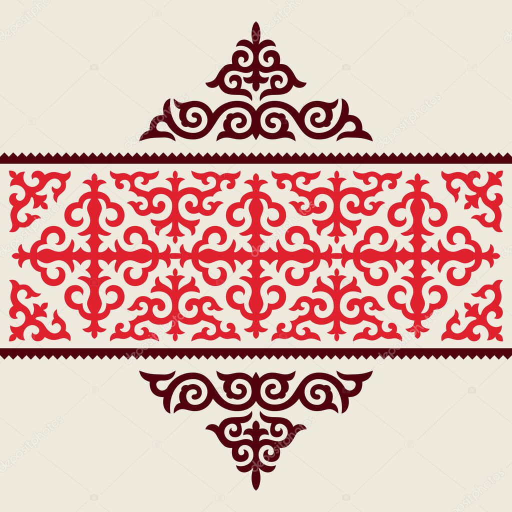 Traditional ornament of middle Asia for decoration of clothes and yurts. Nomadic ornament