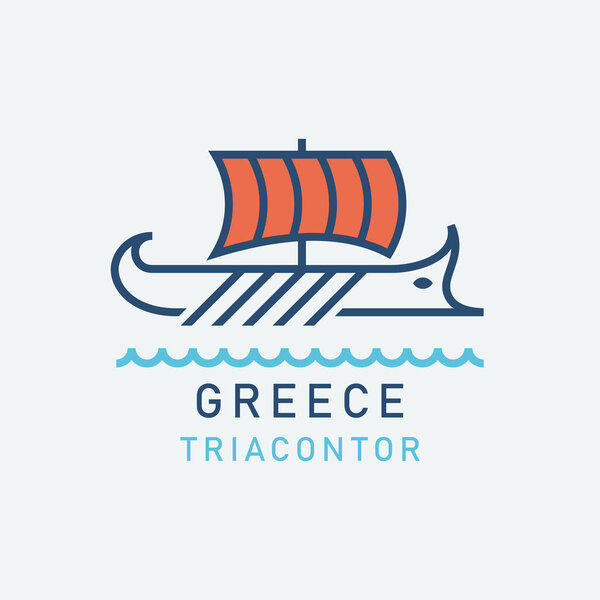 Ancient Greek ship. Ancient Greek Galley with oars and sails