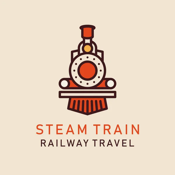 stock vector Flat image of retro steam train. Locomotive logo. Railway vector image