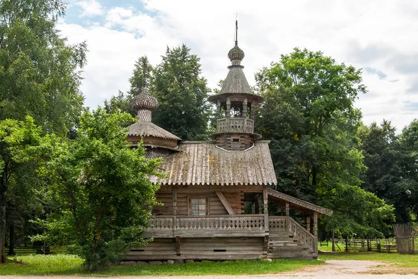 Régi Fából Készült Ortodox Templom Veliky Novgorod Orosz Faépítészet — Stock Fotó