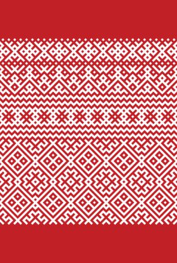 Doğu Avrupa halklarının geleneksel nakış süslemeleri. Çapraz dikiş için Geometrik Slav süsü