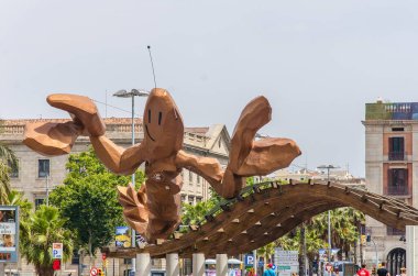 Barselona, İspanya, Haziran 2014: Barselona 'da Gambrinus Istakoz Heykeli