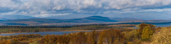 Autumn landscape, the nature of the Russian north. Autumn tundra. Russia, Kola Peninsula, Khibiny