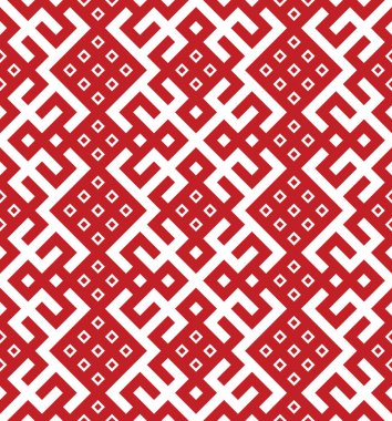 Ulusal örgü çizgili Slav süsü. Etnik, pürüzsüz geometrik desenlerin vektör çizimi