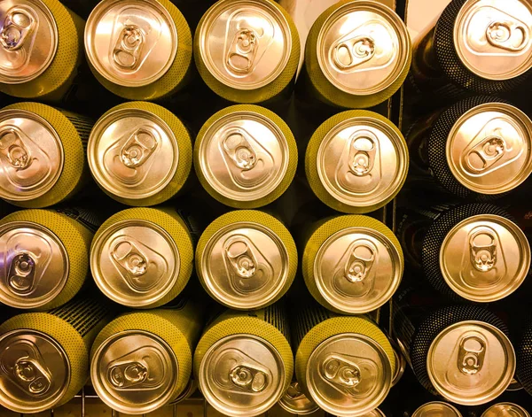 Cans of beer background texture.