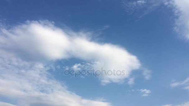 Vita moln försvinner i den varma solen på klarblå himmel. Time-lapse motion moln blå himmel bakgrund — Stockvideo