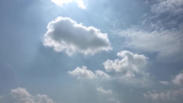 Nubes blancas desaparecen en el sol caliente en el cielo azul. Time-lapse movimiento nubes azul cielo fondo. Cielo azul. Nubes. Cielo azul con nubes blancas — Vídeos de Stock