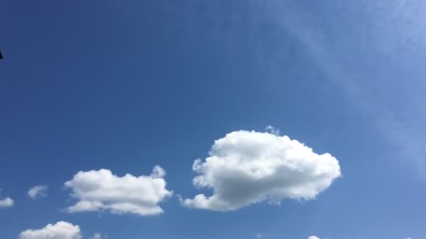 Nubes blancas desaparecen en el sol caliente en el cielo azul. Time-lapse movimiento nubes azul cielo fondo. Cielo azul. Nubes. Cielo azul con nubes blancas — Vídeos de Stock