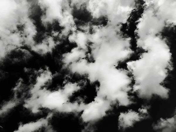 Nuvens brancas isoladas no céu negro. Conjunto de nuvens isoladas sobre fundo preto. Elementos de design. Nuvens brancas isoladas. Nuvens extraídas de recorte. Fundo preto . — Fotografia de Stock