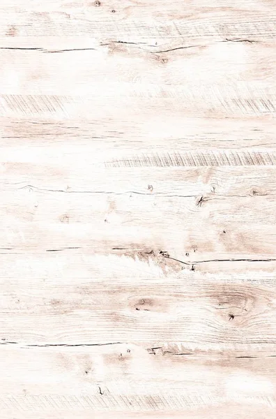 浅白色水洗软木纹理表面为背景。木制木板桌子图案顶部视图. — 图库照片