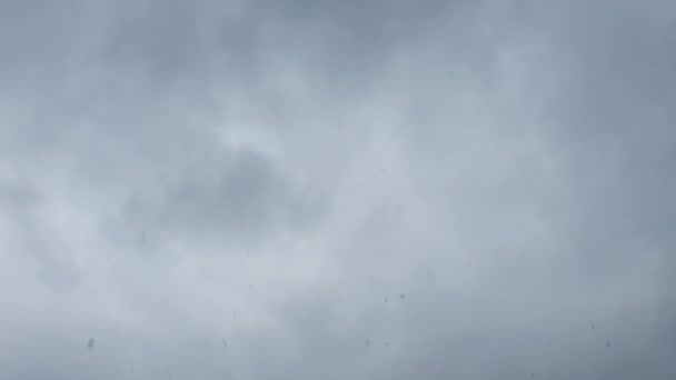 Lluvia Cae Sobre Fondo Nubes Tormenta Sobre Fondo Cielo Azul — Vídeo de stock