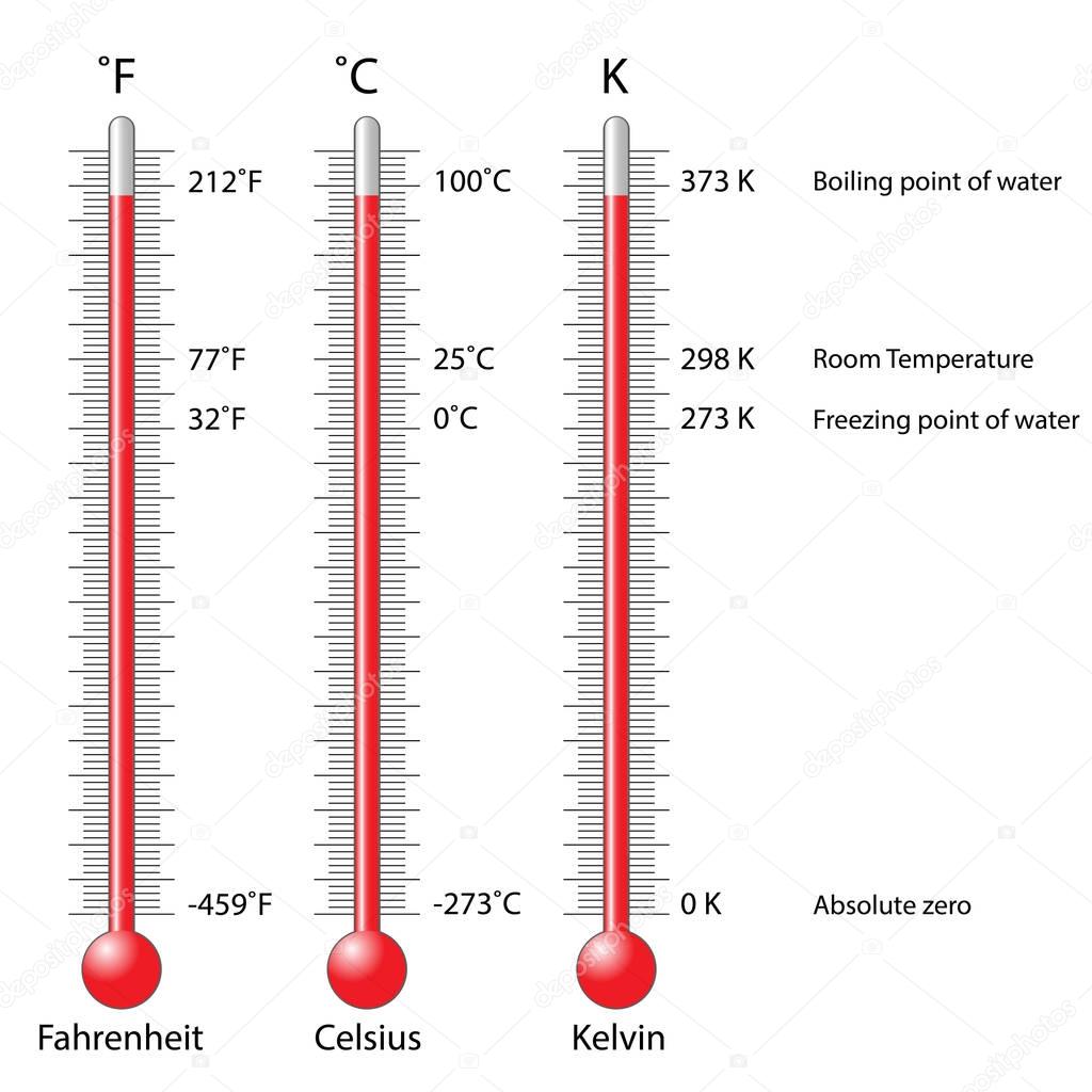 Celsius Fahrenheit And Kelvin Thermometers — Stock Vector © 7gen