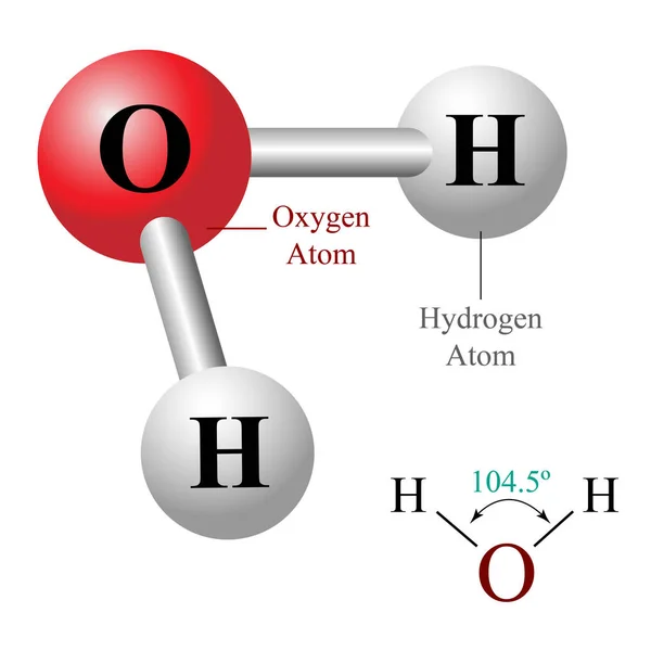 H2O, ilustrace molekula vody — Stockový vektor