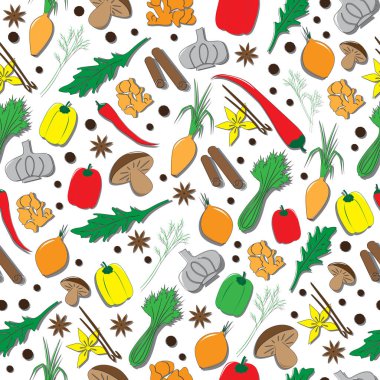 Otlar ve baharatlar ile Seamless Modeli el çekilmiş