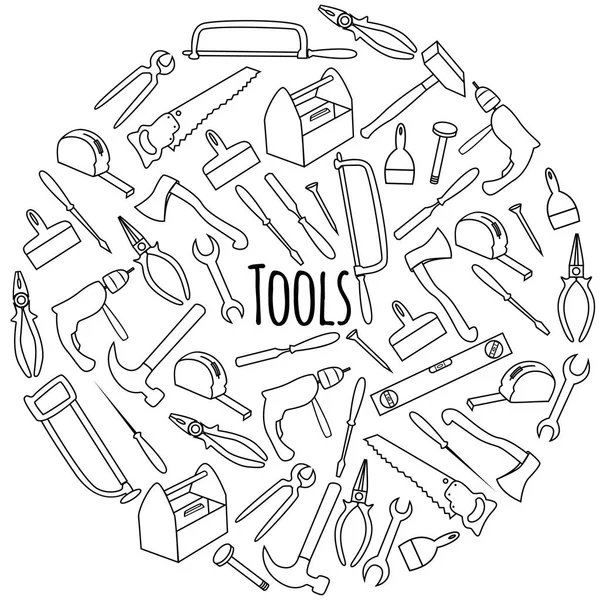 Ronde vector set met hulpmiddelen — Stockvector