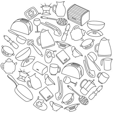 Mutfak eşyaları set yuvarlak.