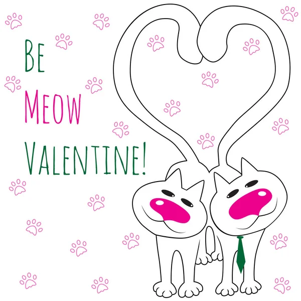 Dos gatos enamorados. Sé Meow Valentine — Archivo Imágenes Vectoriales