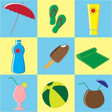Yaz Icons Set. Doodle vektör çizim