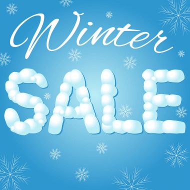 Kış satış afiş illüstrasyon kartopu ile. Vektör