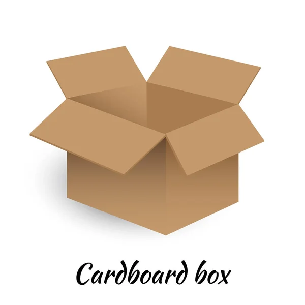 Caja de cartón abierta sobre fondo blanco. Ilustración vectorial — Vector de stock