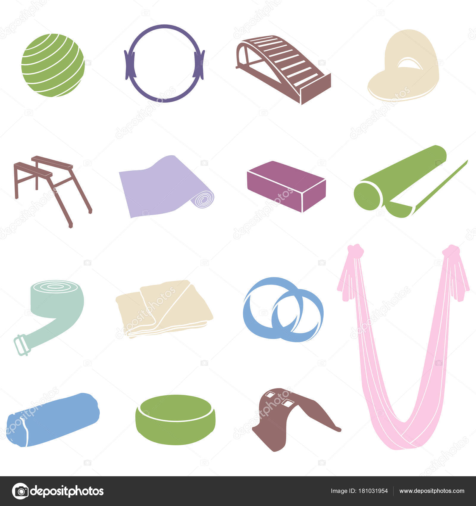 Yoga and Pilates equipment set Stock Vector by ©OlesyaVovk81 181031954