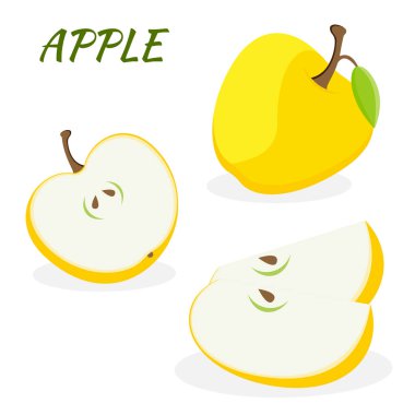 Beyaz arkaplanda izole edilmiş sarı elma