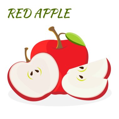 Kırmızı elmanın vektör illüstrasyonu