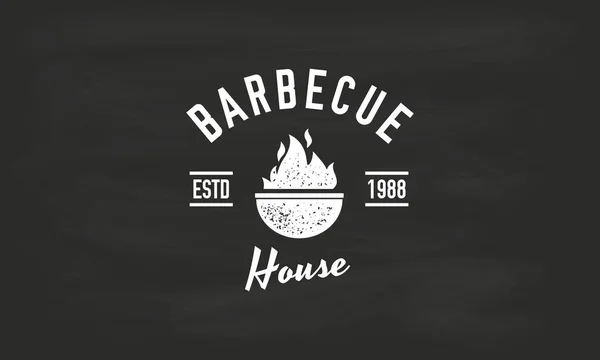 Μπάρμπεκιου Εστιατόριο Vintage Λογότυπο Έννοια Λογότυπο Μπάρμπεκιου Grill Bar Φωτιά — Διανυσματικό Αρχείο
