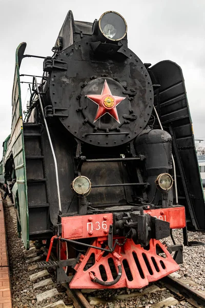 Müzedeki eski Sovyet treni, Moskova, Rusya.