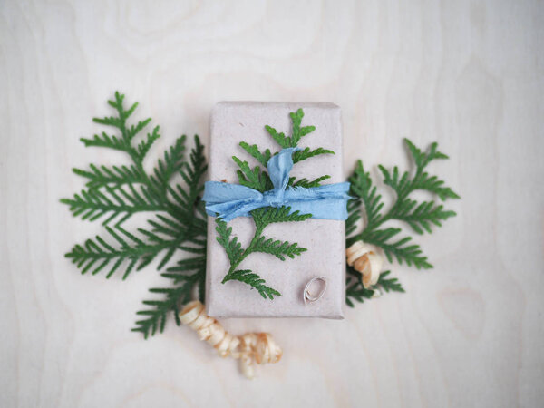 background Christmas flat lay natural style