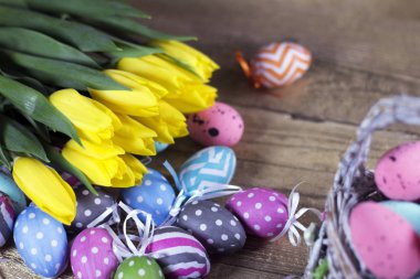 Paskalya Tema. el yapımı yumurta arka plan, tipografi, en iyi görünüm için yer