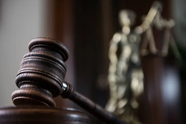 Closeup of gavel in court room