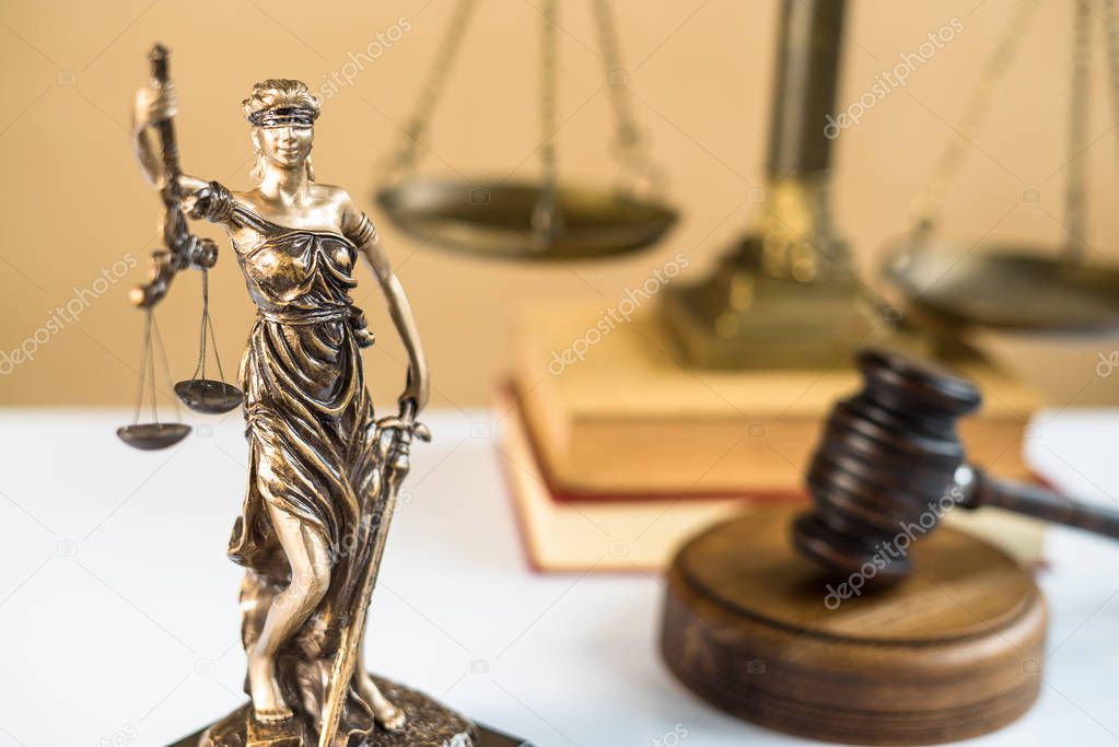 Law and justice symbols - legal law concept image. 