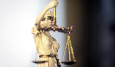 Hukuk Dairesi, avukat. Adalet tanrıçası Themis heykeli yasal model.