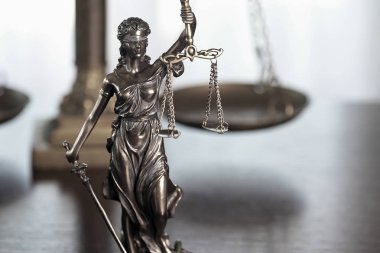 Hukuk Dairesi, avukat. Adalet tanrıçası Themis heykeli yasal model.