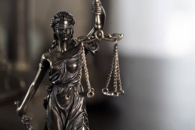 Hukuk Dairesi, avukat. Adalet tanrıçası Themis heykeli yasal model.
