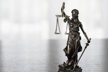 Hukuk Dairesi, avukat. Adalet tanrıçası Themis heykeli yasal model.