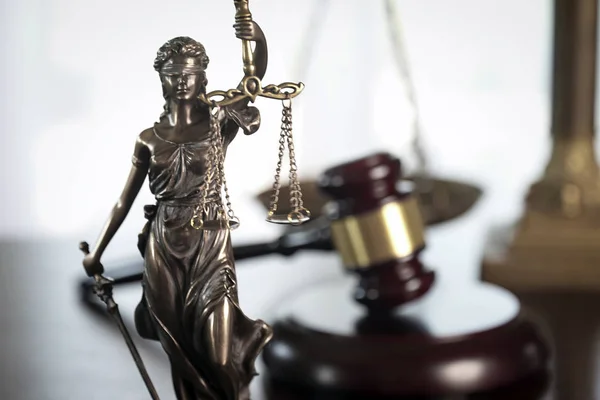 Legal Office Lawyer Legal Model Statue Themis Goddess Justice — Stock Photo, Image