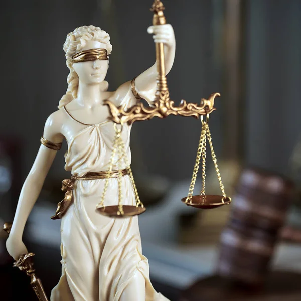 Legal Office Lawyer Legal Model Statue Themis Goddess Justice — Stock Photo, Image