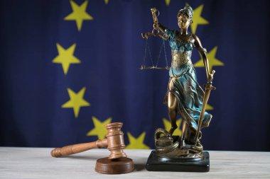 Hukuk Dairesi, avukat. Adalet tanrıçası Themis heykeli yasal model.