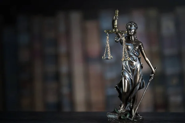 Escritório Jurídico Advogado Modelo Legal Estátua Themis Deusa Justiça — Fotografia de Stock