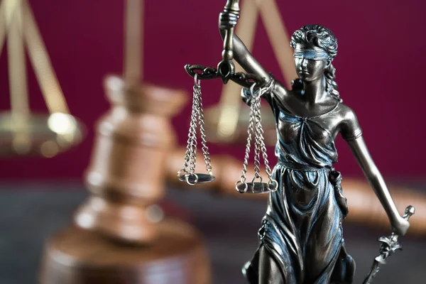 Kancelaria Prawna Adwokat Model Prawny Posąg Bogini Sprawiedliwości Themis — Zdjęcie stockowe