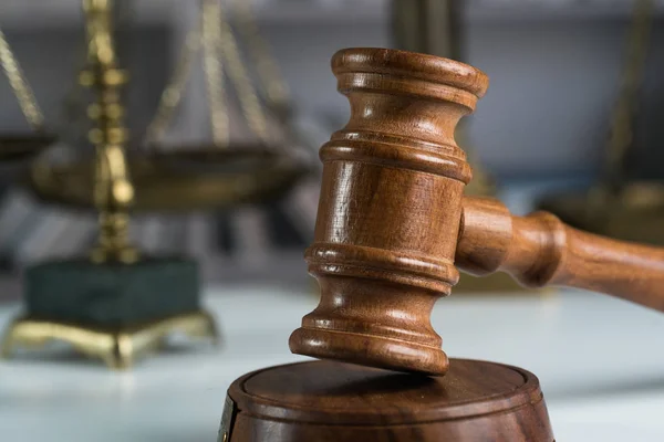 Recht Justitie Concept Hamer Van Rechter Houten Hamer — Stockfoto