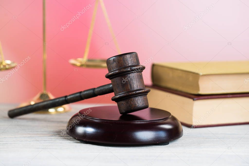 Law and Justice concept, mallet of judge, wooden gavel